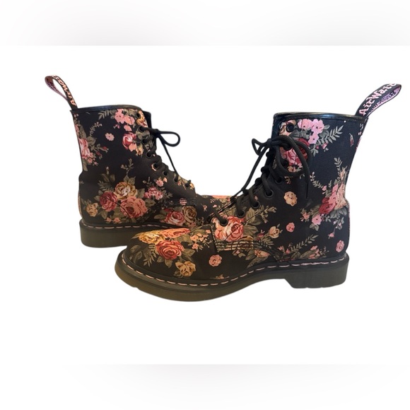 Dr. Martens Women's Pascal Rose Floral Combat Boots Black Size 10 - Picture 5 of 8